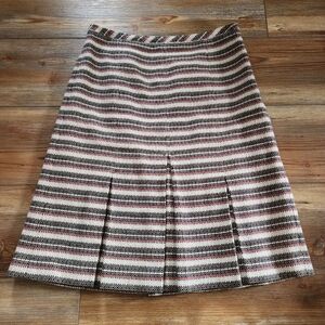 LOFT Skirt Womens 2 Brown Striped Pleated